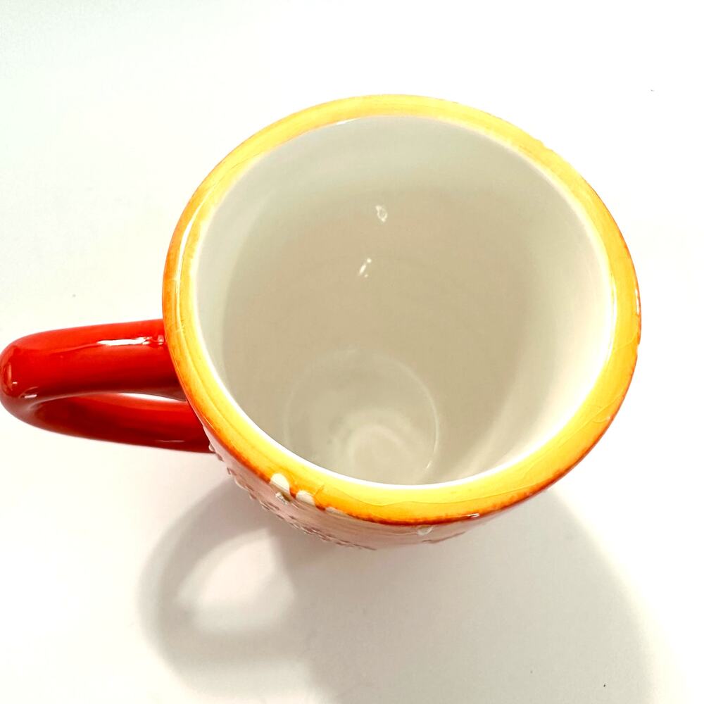 Laurie Gates Orange Hand Painted Paisley Stoneware Mug 14 oz 4.75 Tall - Picture 4 of 5